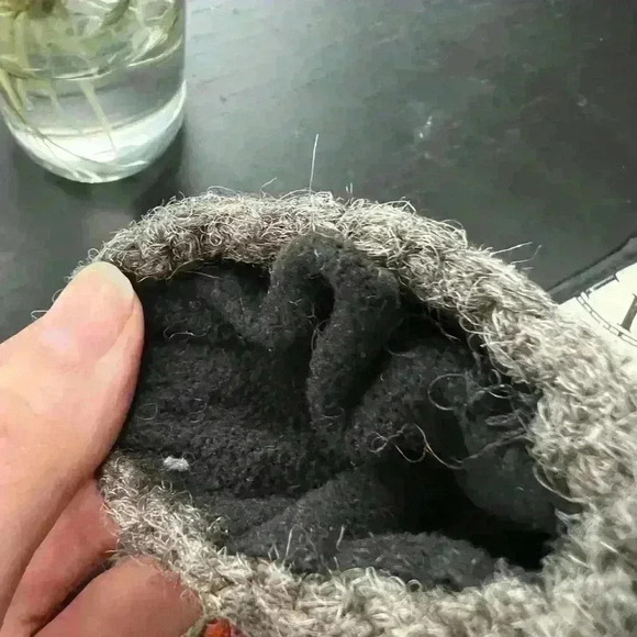 Winter Unisex Grey Graphic Pattern Grey White Wool Mittens - Picture 10 of 10